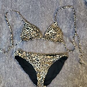 Rio De Sol Leopard Print Triangle Bikini Set Large